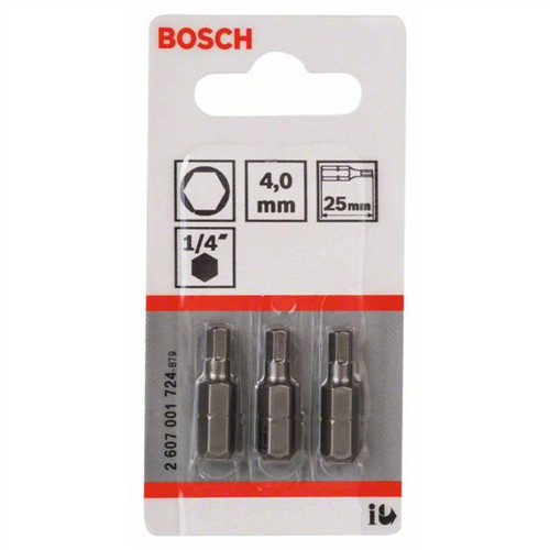 Csavarozó bit extrakemény, HEX 4, 25 mm Bosch 2607001724 4.0 mm hossz:25 mm