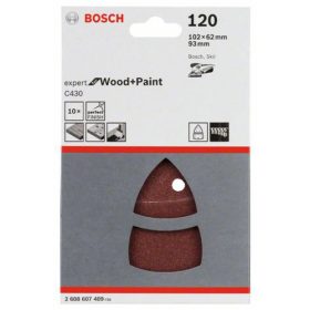   Bosch Accessories Multi csiszolópapír Tépőzárral, Lyukas Szemcsézet 120 (H x Sz) 102 mm x 62.93 mm 10 db