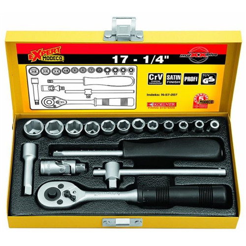 17 db dugókulcs készlet 4-13 mm profi CrV 1/4