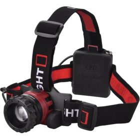   LED fejlámpa, 5 W, CREE xPG, 200 Lumen; zoom + 3 funkció (teljes/negyed fényerő, villogás), elem nélkül