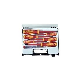   Csavarhúzó klt. szigetelt 1000V, 7db ; (-) 2,5, 4, 5,5, (+) PH (0,1,2), fáziskereső, műanyag kofferban