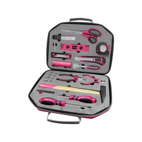   Szerszámkészlet, 47db, 1/4"; Extol Lady, rózsaszín, 8 dugófej (5-14mm), fogó, csavarhúzók, kalapács, BIT-ek, vízmérték