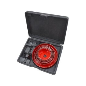   Körkivágó klt., 10 db-os, (64-70-76-82-89-102-127mm) műanyag, fa, gipszkarton