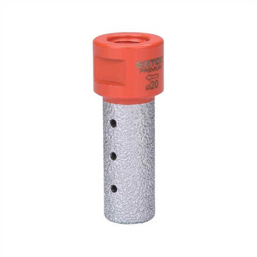 Lyukmaró (lyuktágító/ujjmaró) kerámiára és csempére, gyémánt vágóél; 20mm × M14, sarokcsiszolóba fogható