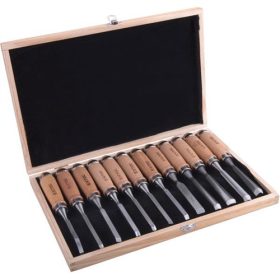   Fafaragó készlet ; 12db, fanyelű, dobozban, Cr.V., HRC 58-60