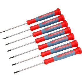   Órás csavarhúzó klt. 7 db Cr.V. mágneses, 75 mm hosszúság, lapos: 1,5-3 mm, csillag: PH00-PH1, HRC 51-54, bliszteren